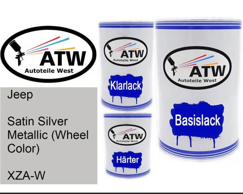 Jeep, Satin Silver Metallic (Wheel Color), XZA-W: 500ml Lackdose + 500ml Klarlack + 250ml Härter - Set, von ATW Autoteile West.